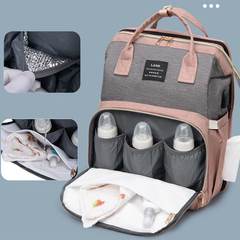 Mummy Baby Crib Backpack Large Capacity Insulated Bag