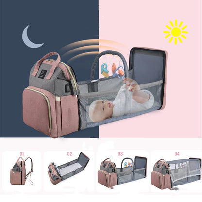 Mummy Baby Crib Backpack Large Capacity Insulated Bag