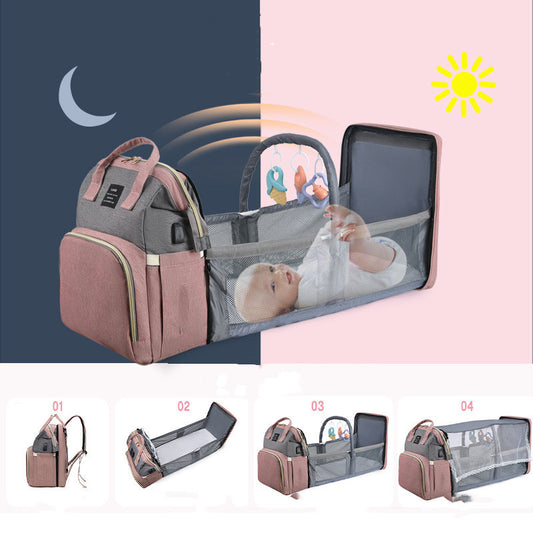 Mummy Baby Crib Backpack Large Capacity Insulated Bag
